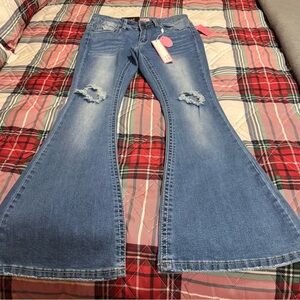 True Luck Mid Rise Flare Jeans